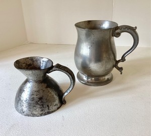 Pair of Antique & Vintage Pewter Vessels