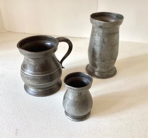 Trio of Antique Pewter Measures
