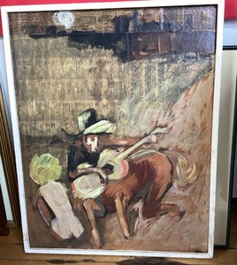 Mid Century Mixed Media Western Artwork