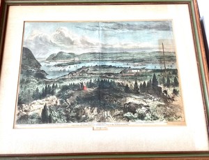 Antique Hand Colored Engraving West Point and Vacinity From Fort Putnam (1869)