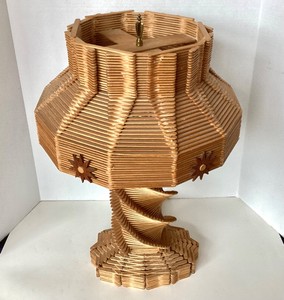 Awesome Vintage Folk Art Popsicle Stick Lamp