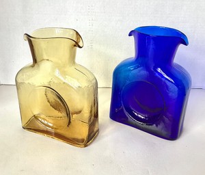 Pair of Vintage Blenko Double Spout Water Bottles