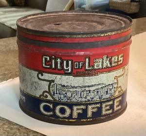 Antique City of Lakes Coffee Tin