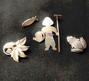 Group of 4 Sterling Silver Pins