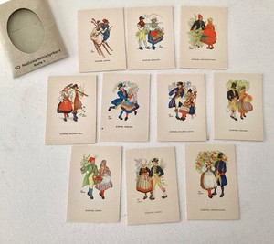 Miniature Swedish Folk Costume Collector Cards by Aina Stenberg