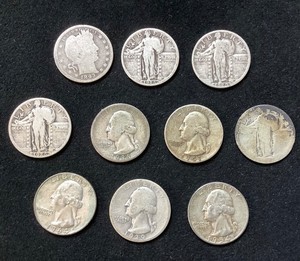 Group of 10 Silver Quarters
