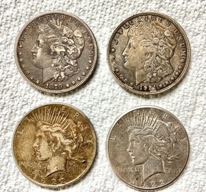 Group of 4 Silver Dollars