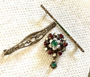 Lovely Vintage Austrian  Hungarian Broach  2 Antique Sterling Bar Pins