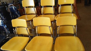 Yellow Molded Plastic Chairs (15).