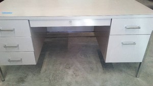 Metal Office Desk, Laminate Table and Wilson Jones Data Cabinet.