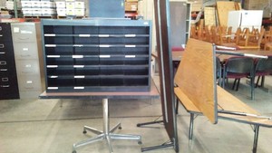 Laminate Tables (4) and Mail Organizers (2).