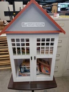 Little Free Book Library Case Display and Table.