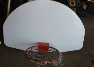 White basketball backboard, Hoop and Net.