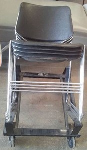 Matrix Plastic chrome and chair with rolling storage cart (4) and Hon Office Arm Chairs (5).