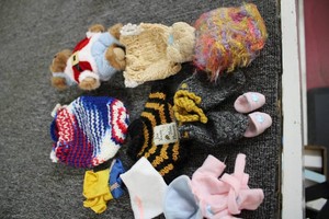 Bear with handmade accessories...