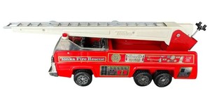 Vintage 1970s Pressed Steel Tonka Fire Rescue Aerial Unit 2 Ladder Truck