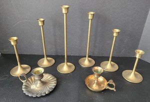 Vintage Brass Candlesticks & Candle Holders (Lot of 8)