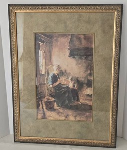 Framed Peeling Potatoes by Albert Neuhuys Print 20-12 X 26 in