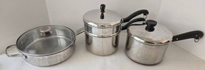 Lot of 3 Stainless Steel Cookware - Wolfgang Puck, Farberware, Revere Ware