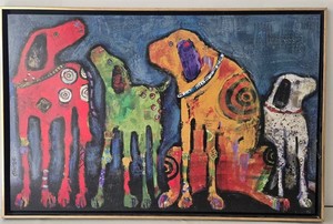 Jenny Foster Best Friends Folk Art Dog Painting 25 12 X 37 12 in