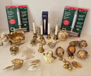 Mixed Holiday Ornament Assortment With Carlon Candles & Brass Lamps