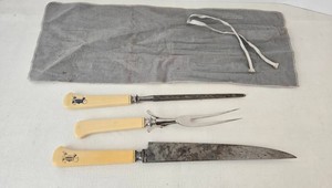 Vintage Lee Monogrammed Celluloid Carving Set