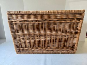 Vintage French Wicker Storage Chest wLid