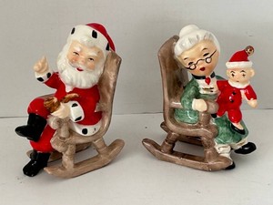 Vintage Lefton Santa & Mrs. Claus Rocking Figurines (Pair)