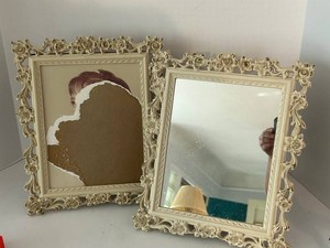 Syroco Ornate Floral Frames- one a mirror (Lot of 2)