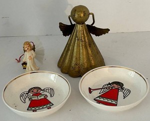 Angel Bell Figurine With Two Angel Bowls &amp one ornament