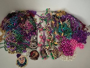 Mardi Gras Bead Necklaces & Zulu Medallions Mixed Lot