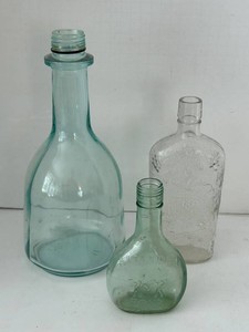 Vintage Glass Bottle Mixed Lot of 3