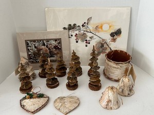 Signed Wildlife Art & Birch Bark Holiday Decor Mixed Lot