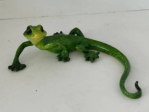 Large Green Ceramic Gecko Figurine