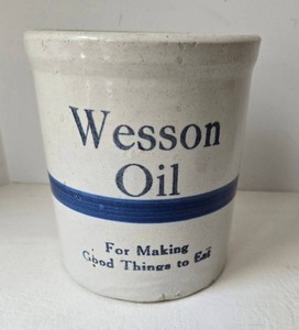 Vintage Wesson Oil Stoneware Crock