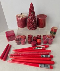 Red Decorative Candles Mixed Lot