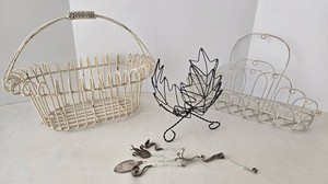 Wire Basket and Leaf Decor Mixed Lot