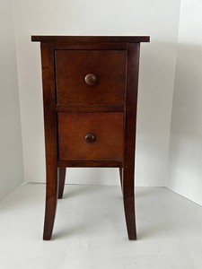DOMAIN Wood 2-Drawer Side Table With Tapered Legs
