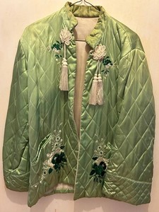 Vintage 1940s Chinese Quilted Satin Embroidered Jacket