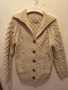 Vintage 1950s Loch Garman Irish Wool Cable Knit Cardigan