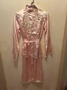 Vintage Sun Bros & Co Pink Silk Kimono Tang Pajama Set