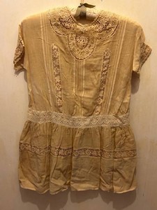 Antique Flapper Slip Dress Foundation Lace Trimmed Linen