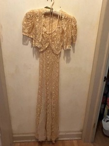Vintage 1930s Lace Evening Gown with Matching Bolero Jacket