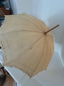 Antique Eyelet Decorative Parasol With Wooden Handle