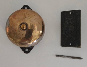Vintage Mechanical Twist Doorbell Bell Hardware Brass Finish Victorian Style