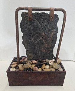 Tabletop Stone Water Fountain With River Rock Base