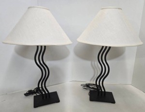 Vintage 1980s Memphis Squiggle Table Lamps Set of 2