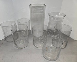 8 Glass Cylinder Vase Set - Use for Event Centerpieces