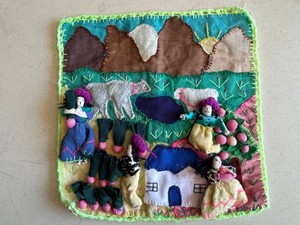Arpillera 3-D Handmade Textile Folk Art Wall Hanging 10 X 10