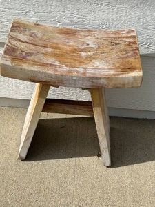Very Heavy Solid TEAK WOOD Folk Style Stool Retail $800